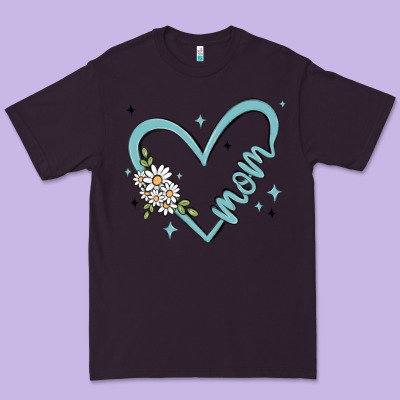 Mom With Heart And Flowers Premium Tee Designed By Maliassmallbusiness
