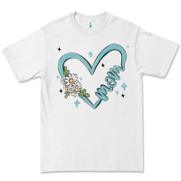 White mom with heart and flowers Premium Tee - MaliasSmallBusiness
