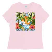 Bubblegum Pink find me under the palms Ladies Tee - MaliasSmallBusiness