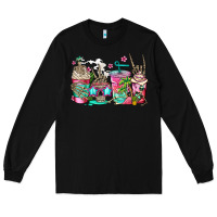 Black skeleton summer coffee cups Long Sleeve Tee - Jasminsmagicworld