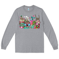 Heather Grey skeleton summer coffee cups Long Sleeve Tee - Jasminsmagicworld