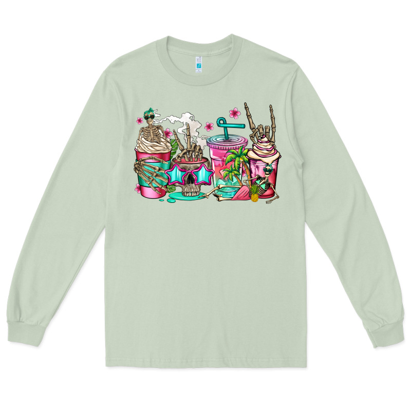 Skeleton Summer Coffee Cups Long Sleeve Tee by Jasminsmagicworld | Teevron