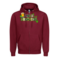 Burgundy Beer and shamrock Zipper Hoodie - CowGirlArtShop