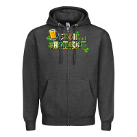 Charcoal Heather Beer and shamrock Zipper Hoodie - CowGirlArtShop