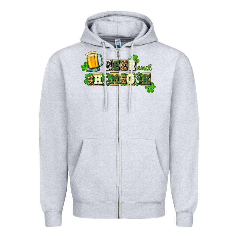 Beer And Shamrock Zipper Hoodie by CowGirlArtShop | Teevron