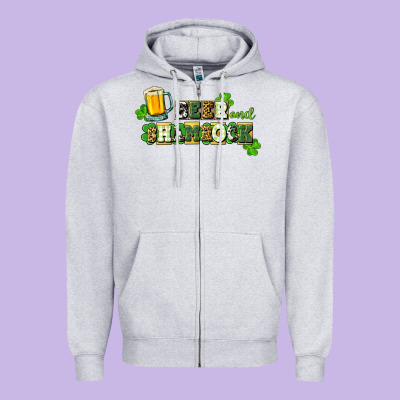 Beer And Shamrock Zipper Hoodie Designed By Cowgirlartshop