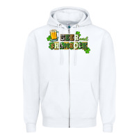 White Beer and shamrock Zipper Hoodie - CowGirlArtShop