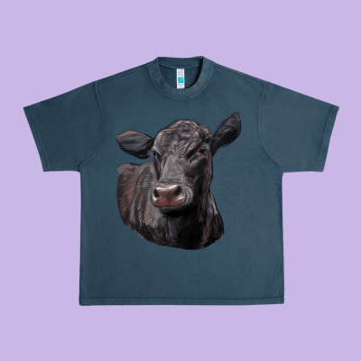 Black Angus Cow Illustrations Urban Heavy Tee Designed By Lillyallendesigns
