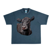 Midnight Navy Black Angus Cow Illustrations Urban Heavy Tee - LillyAllenDesigns