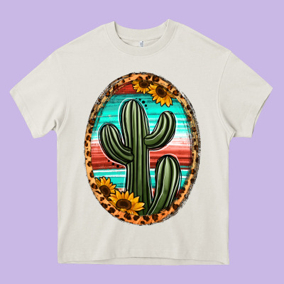 Serape And Sunflower Cactus Heavy Core Tee Designed By Jasminsmagicworld