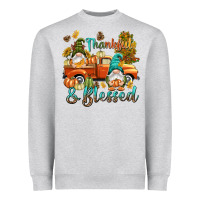 Heather Grey Fall Thankful and blessed Heavyweight Sweatshirt - NancyCooperArtShop