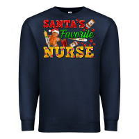 Navy Santa's Favorite Nurse Premium Sweatshirt - FaDigitalArtStudio