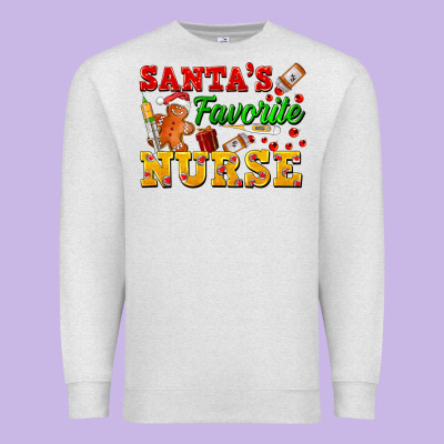 Santa's Favorite Nurse Premium Sweatshirt Designed By Fadigitalartstudio