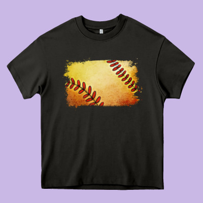 Softball Brushstroke Heavy Core Tee Designed By Jasminsmagicworld