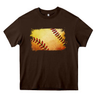 Chocolate Brown softball brushstroke Heavy Core Tee - Jasminsmagicworld