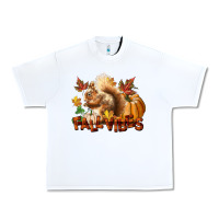 White Fall Vibes Squirrel Urban Heavy Tee - LillyAllenDesigns