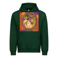 Forest Green Halloween Pomeranian Dog Urban Hoodie - LillyAllenDesigns