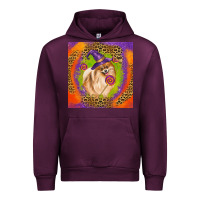 Mauve Wine Halloween Pomeranian Dog Urban Hoodie - LillyAllenDesigns