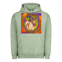 Pigment Oil Green Halloween Pomeranian Dog Urban Hoodie - LillyAllenDesigns