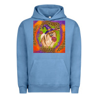 Pigment Pebble Blue Halloween Pomeranian Dog Urban Hoodie - LillyAllenDesigns