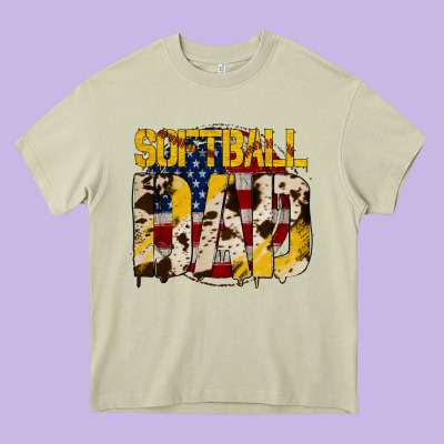 Softball Dad Heavy Core Tee Designed By Jasminsmagicworld