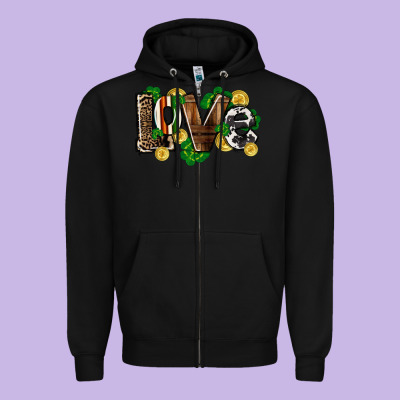 Western Love St. Patrick's Day Zipper Hoodie Designed By Cowgirlartshop