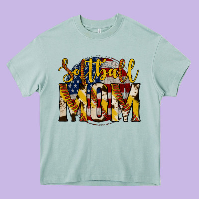 Softball Mom Heavy Core Tee Designed By Jasminsmagicworld