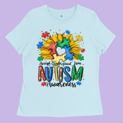 Accept Understand Love Awareness Ladies Tee Designed By Maliassmallbusiness