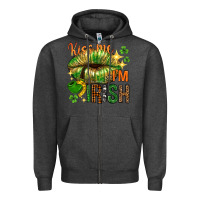 Charcoal Heather St. Patrick's Kiss me I'm Irish with lip Zipper Hoodie - HowdyJamesFarm