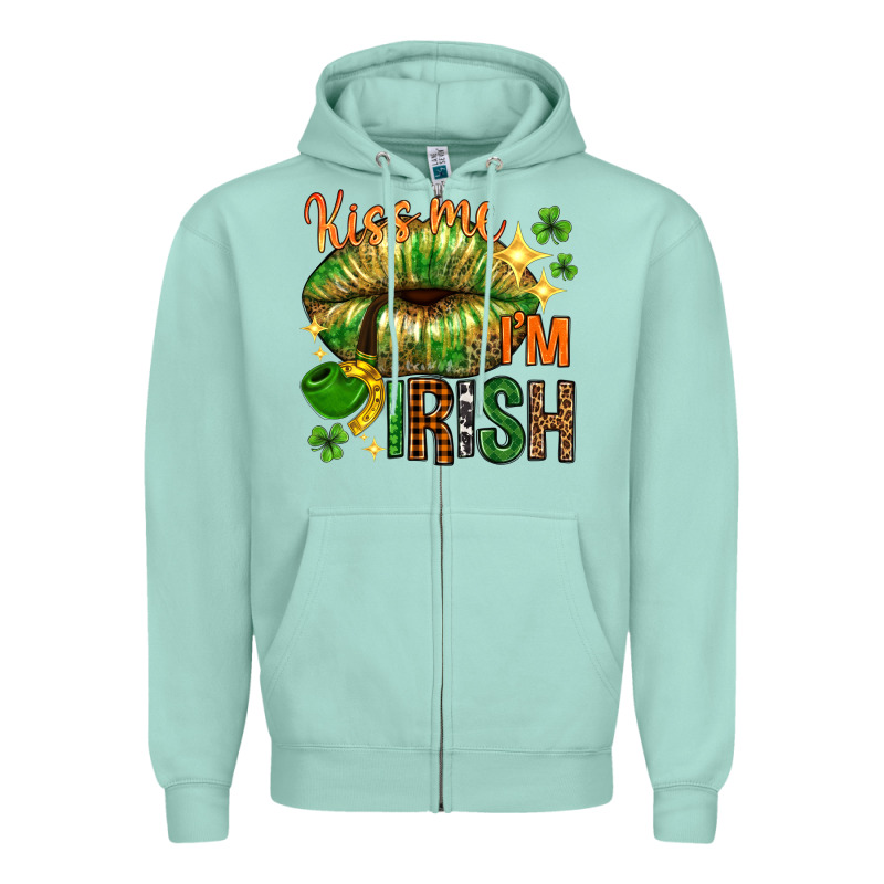 St. Patrick's Kiss Me I'm Irish With Lip Zipper Hoodie by HowdyJamesFarm | Teevron