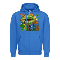 True Royal St. Patrick's Kiss me I'm Irish with lip Zipper Hoodie - HowdyJamesFarm