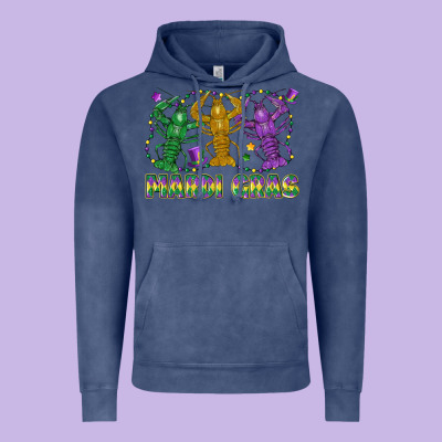 Mardi Gras Crawfish Vintage Hoodie Designed By Lillyallendesigns
