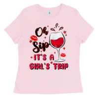 Bubblegum Pink oh sip it's a girl's trip Ladies Tee - MaliasSmallBusiness