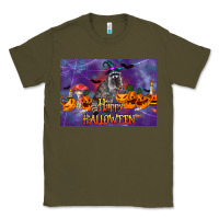 Army Green Happy Halloween Raccoon Classic Tee - LillyAllenDesigns