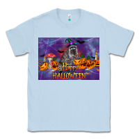 Dusty Blue Happy Halloween Raccoon Classic Tee - LillyAllenDesigns