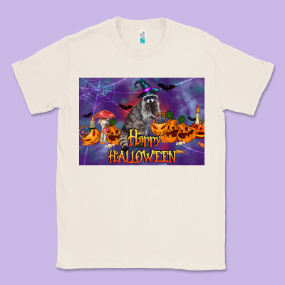 Happy Halloween Raccoon Classic Tee Designed By Lillyallendesigns