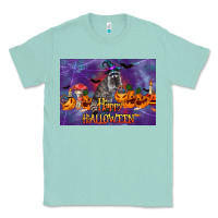 Seafoam Happy Halloween Raccoon Classic Tee - LillyAllenDesigns