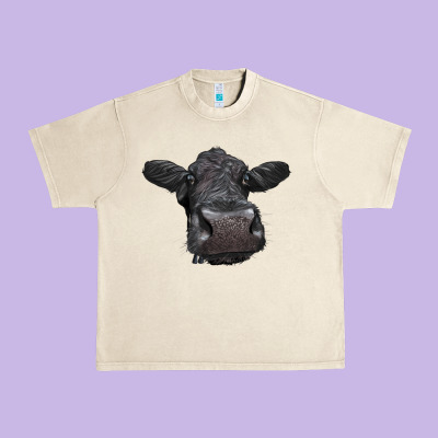Black Angus Heifer Urban Heavy Tee Designed By Lillyallendesigns