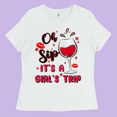 Oh Sip It's A Girl's Trip Ladies Tee Designed By Maliassmallbusiness