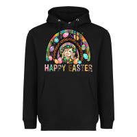Black Happy Easter Rainbow Heavyweight Hoodie - BundleAndBundleShop