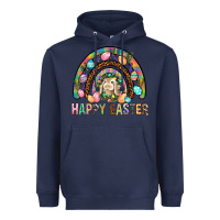 Navy Happy Easter Rainbow Heavyweight Hoodie - BundleAndBundleShop