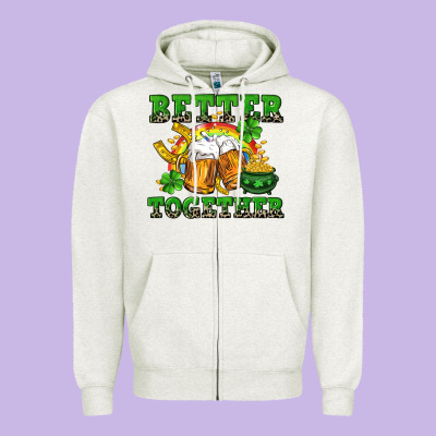 Better Together St. Patrick's Day Zipper Hoodie Designed By Cowgirlartshop