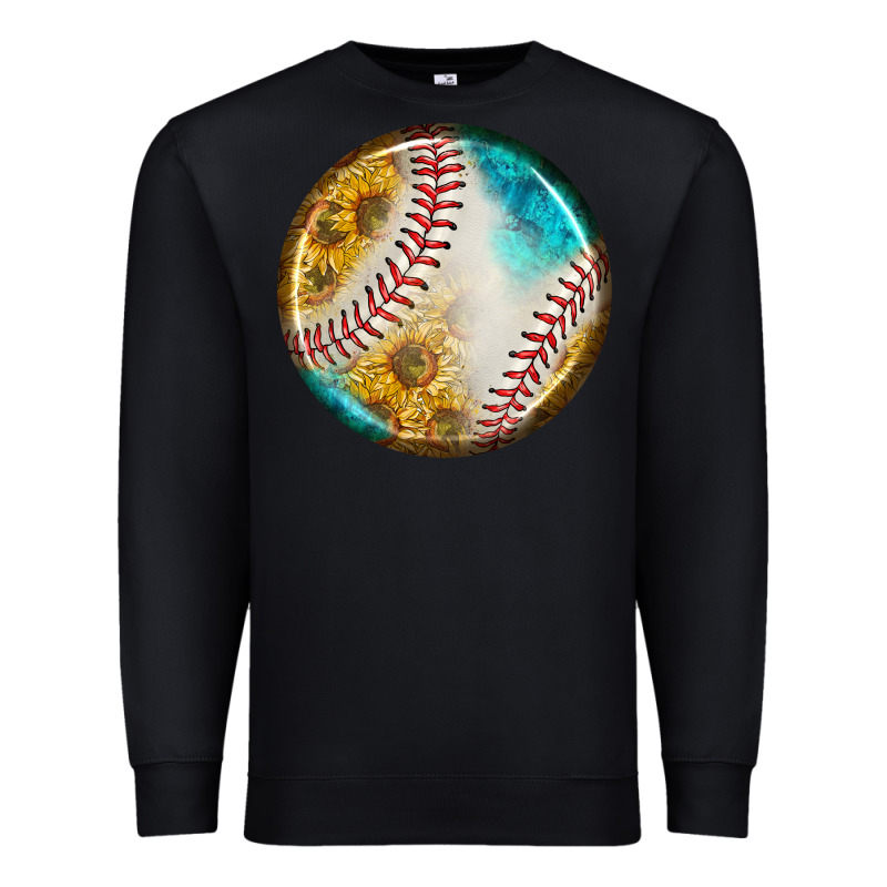 Baseball With Sunflower Round Earrings Premium Sweatshirt by BundleAndBundleShop | Teevron