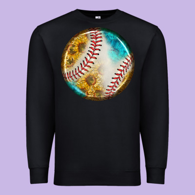 Baseball With Sunflower Round Earrings Premium Sweatshirt Designed By Bundleandbundleshop