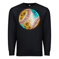 Black baseball with sunflower round earrings Premium Sweatshirt - BundleAndBundleShop