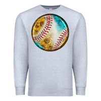 Heather Grey baseball with sunflower round earrings Premium Sweatshirt - BundleAndBundleShop