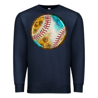 Navy baseball with sunflower round earrings Premium Sweatshirt - BundleAndBundleShop
