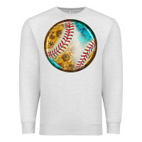 Oatmeal Heather baseball with sunflower round earrings Premium Sweatshirt - BundleAndBundleShop