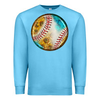 Ocean Blue baseball with sunflower round earrings Premium Sweatshirt - BundleAndBundleShop