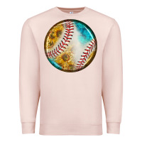 Pale Pink baseball with sunflower round earrings Premium Sweatshirt - BundleAndBundleShop